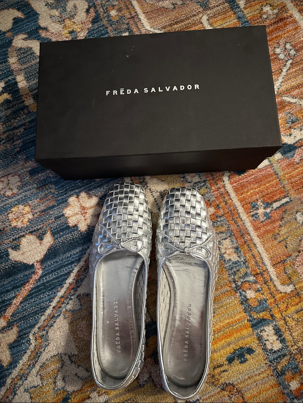 Freda Salvador Jada hand woven Silver Ballet Flats - Picture 5 of 5